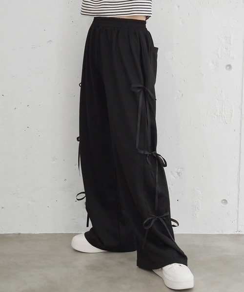 RIIZE UP@TOKYO POPUP スウェットパンツ セール】サイドリボンスウェットワイドパンツ（スウェットパンツ