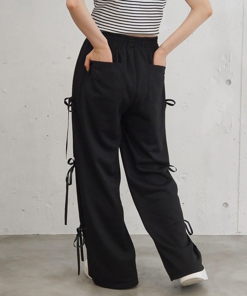 tiptop（ティップトップ）の「サイドリボンスウェットワイドパンツ（スウェットパンツ・レディース・グレー/ブラック・FREE）」の8枚目の写真