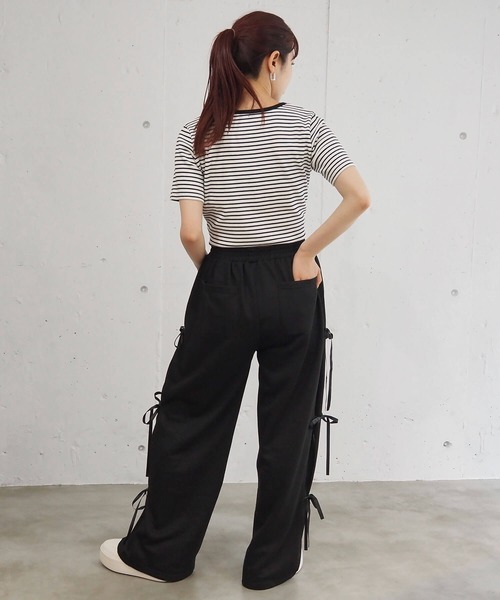 tiptop（ティップトップ）の「サイドリボンスウェットワイドパンツ（スウェットパンツ・レディース・グレー/ブラック・FREE）」の9枚目の写真