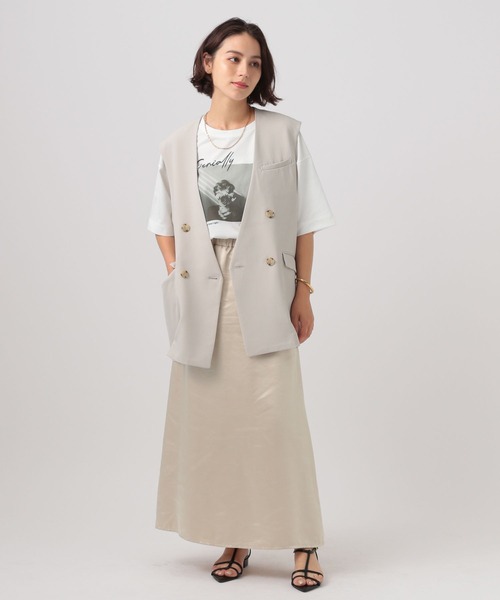 BAYFLOW（ベイフロー）の「[プラスワンで旬顔に]ノーカラーダブルベスト（ベスト・レディース・チャコール/モカ/グレイッシュベージュ・FREE）」の10枚目の写真