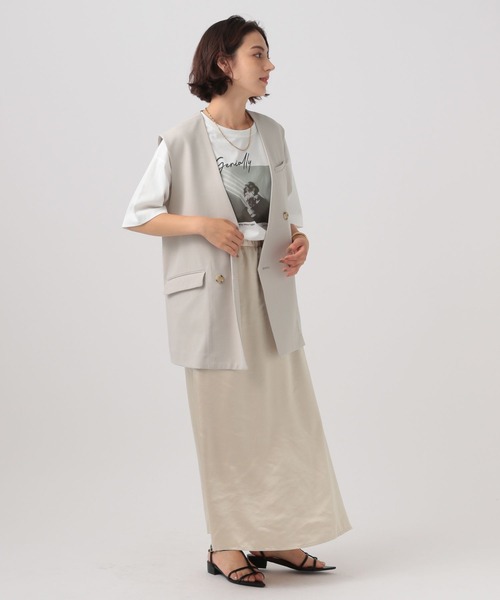 BAYFLOW（ベイフロー）の「[プラスワンで旬顔に]ノーカラーダブルベスト（ベスト・レディース・チャコール/モカ/グレイッシュベージュ・FREE）」の11枚目の写真