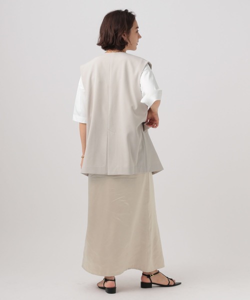 BAYFLOW（ベイフロー）の「[プラスワンで旬顔に]ノーカラーダブルベスト（ベスト・レディース・チャコール/モカ/グレイッシュベージュ・FREE）」の12枚目の写真