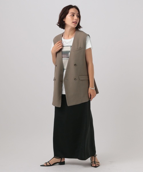 BAYFLOW（ベイフロー）の「[プラスワンで旬顔に]ノーカラーダブルベスト（ベスト・レディース・チャコール/モカ/グレイッシュベージュ・FREE）」の17枚目の写真