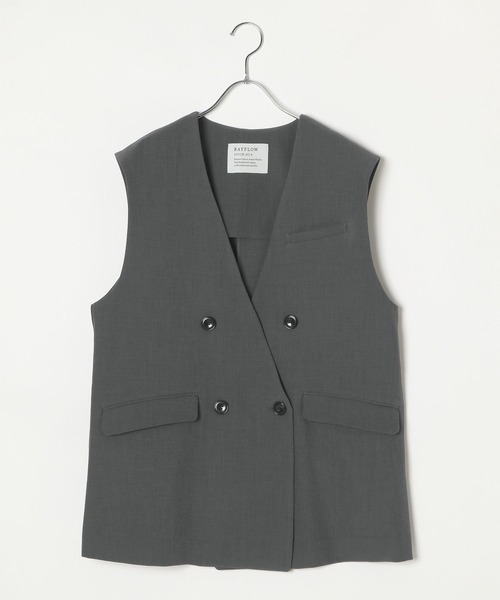 BAYFLOW（ベイフロー）の「[プラスワンで旬顔に]ノーカラーダブルベスト（ベスト・レディース・チャコール/モカ/グレイッシュベージュ・FREE）」の20枚目の写真