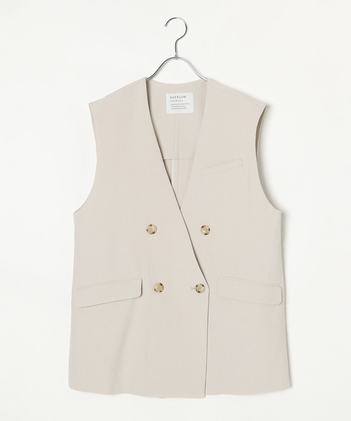 BAYFLOW（ベイフロー）の「[プラスワンで旬顔に]ノーカラーダブルベスト（ベスト・レディース・チャコール/モカ/グレイッシュベージュ・FREE）」の21枚目の写真