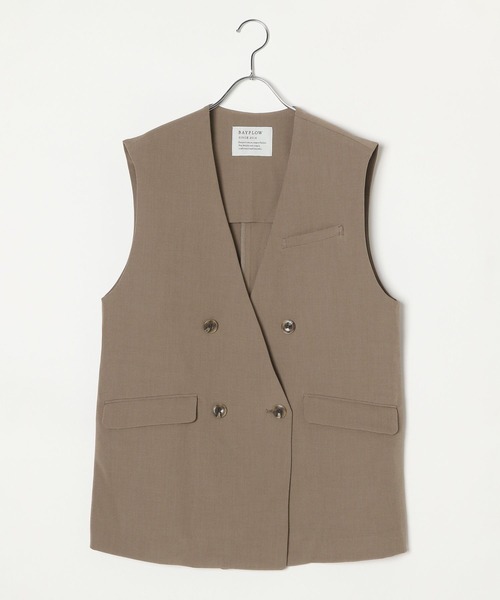 BAYFLOW（ベイフロー）の「[プラスワンで旬顔に]ノーカラーダブルベスト（ベスト・レディース・チャコール/モカ/グレイッシュベージュ・FREE）」の22枚目の写真