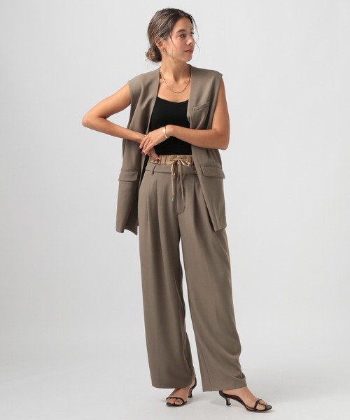 BAYFLOW（ベイフロー）の「[プラスワンで旬顔に]ノーカラーダブルベスト（ベスト・レディース・チャコール/モカ/グレイッシュベージュ・FREE）」の15枚目の写真