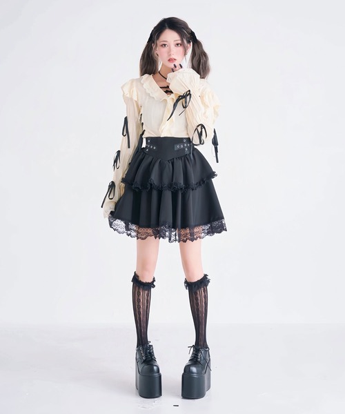 Diable baiser(ディアブルベーゼ)の「シルバーハトメボリュームレースフレアミニスカート(スカート・レディース・ブラック/ベビーピンク・LARGE/MEDIUM/3L/LL)」の18枚目の写真