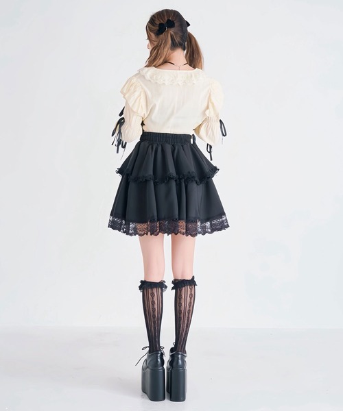 Diable baiser(ディアブルベーゼ)の「シルバーハトメボリュームレースフレアミニスカート(スカート・レディース・ブラック/ベビーピンク・LARGE/MEDIUM/3L/LL)」の21枚目の写真