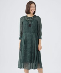 TRANS WORK（トランスワーク）の「【ウォッシャブル】リーフジャカードプリントワンピース（ワンピース）」