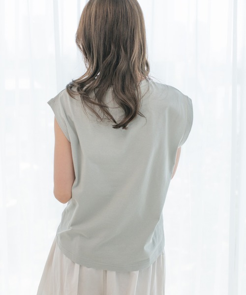 Jayro（ジャイロ）の「コットンカットジョーゼットプルオーバー（Tシャツ/カットソー・レディース・ホワイト系その他/ライトグリーン/ブラック・M）」の9枚目の写真