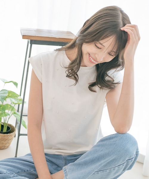 Jayro（ジャイロ）の「コットンカットジョーゼットプルオーバー（Tシャツ/カットソー・レディース・ホワイト系その他/ライトグリーン/ブラック・M）」の13枚目の写真