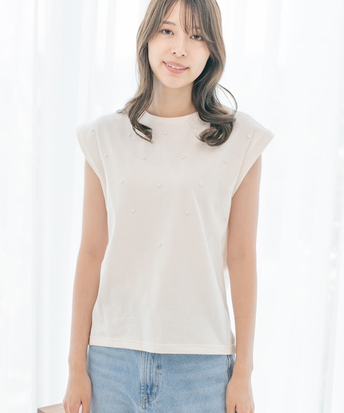 Jayro（ジャイロ）の「コットンカットジョーゼットプルオーバー（Tシャツ/カットソー・レディース・ホワイト系その他/ライトグリーン/ブラック・M）」の14枚目の写真