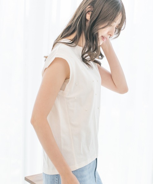 Jayro（ジャイロ）の「コットンカットジョーゼットプルオーバー（Tシャツ/カットソー・レディース・ホワイト系その他/ライトグリーン/ブラック・M）」の15枚目の写真