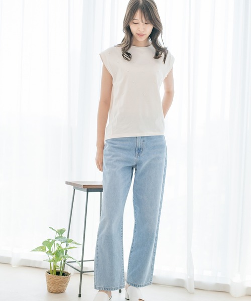 Jayro（ジャイロ）の「コットンカットジョーゼットプルオーバー（Tシャツ/カットソー・レディース・ホワイト系その他/ライトグリーン/ブラック・M）」の17枚目の写真