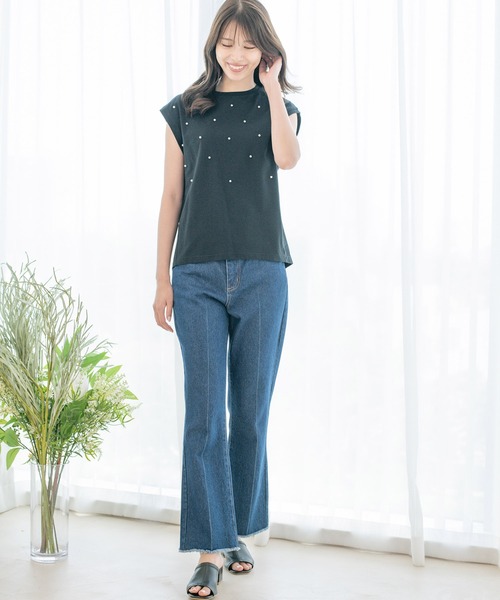Jayro（ジャイロ）の「コットンカットジョーゼットプルオーバー（Tシャツ/カットソー・レディース・ホワイト系その他/ライトグリーン/ブラック・M）」の21枚目の写真