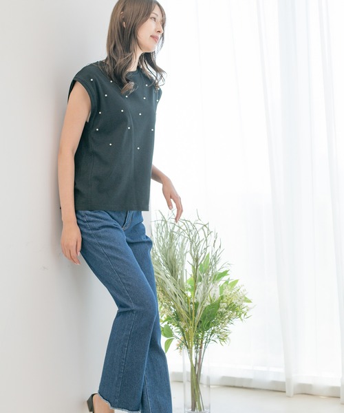 Jayro（ジャイロ）の「コットンカットジョーゼットプルオーバー（Tシャツ/カットソー・レディース・ホワイト系その他/ライトグリーン/ブラック・M）」の22枚目の写真