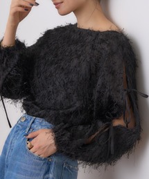 Rouge vif | フェザージャガードスリーブリボンブラウス(シャツ/ブラウス)