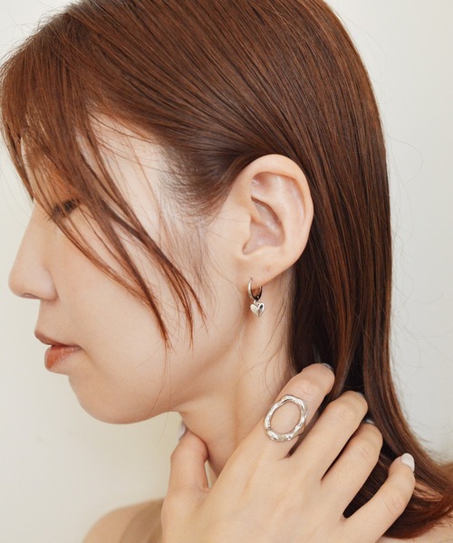 セール】ニッケルフリー ハートチャームフープピアス（ピアス