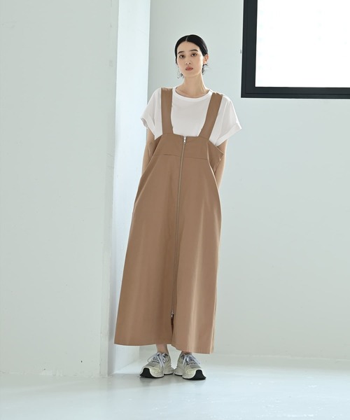STYLE DELI（スタイルデリ）の「【BLK001】フロントジップジャンパースカート（ワンピース・レディース・ブラック/ベージュ・FREE）」の15枚目の写真