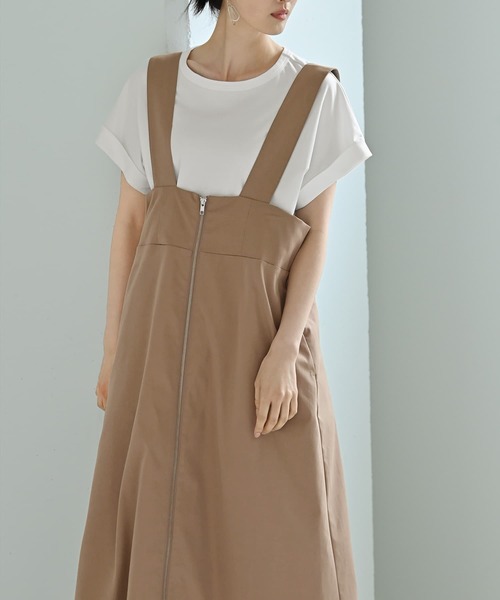 STYLE DELI（スタイルデリ）の「【BLK001】フロントジップジャンパースカート（ワンピース・レディース・ブラック/ベージュ・FREE）」の16枚目の写真