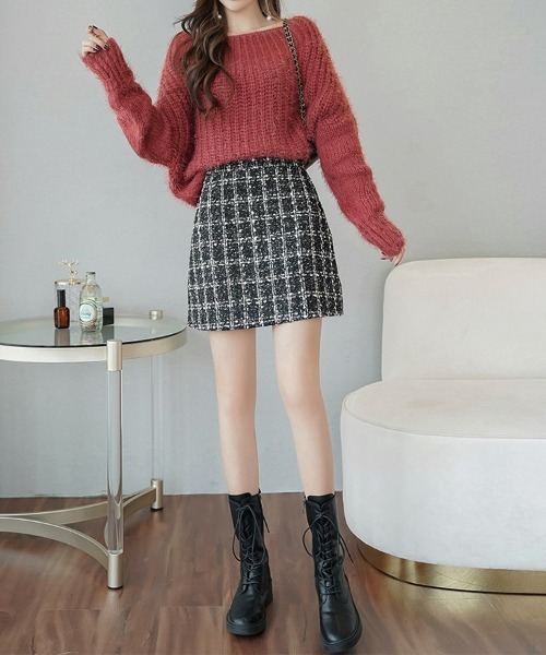 ツイード台形ミニスカート（スカート）｜SEU（エスイーユー）の
