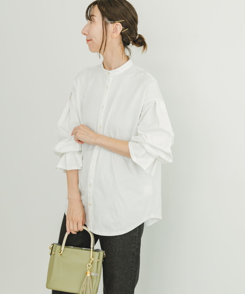 ITEMS URBANRESEARCH(アイテムズ アーバンリサーチ)の「バンドカラーソデタックカットソー(Tシャツ/カットソー・レディース・ホワイト/ストライプ・FREE)」の3枚目の写真