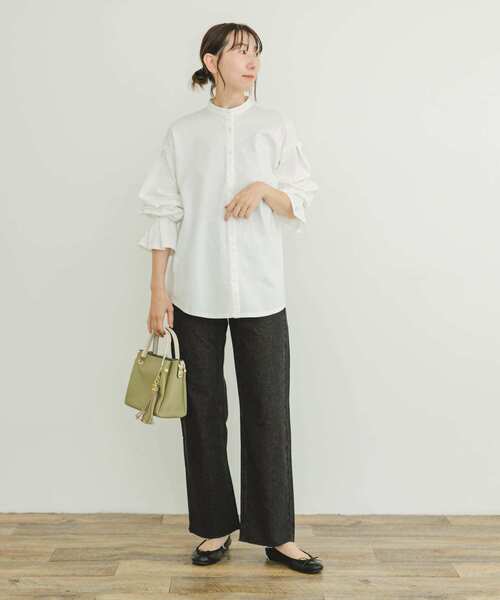 ITEMS URBANRESEARCH(アイテムズ アーバンリサーチ)の「バンドカラーソデタックカットソー(Tシャツ/カットソー・レディース・ホワイト/ストライプ・FREE)」の5枚目の写真