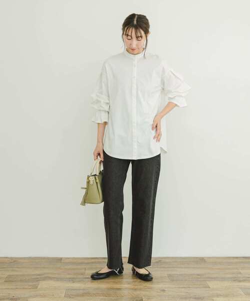 ITEMS URBANRESEARCH(アイテムズ アーバンリサーチ)の「バンドカラーソデタックカットソー(Tシャツ/カットソー・レディース・ホワイト/ストライプ・FREE)」の6枚目の写真