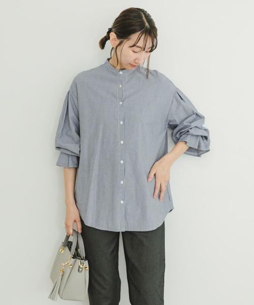 ITEMS URBANRESEARCH(アイテムズ アーバンリサーチ)の「バンドカラーソデタックカットソー(Tシャツ/カットソー・レディース・ホワイト/ストライプ・FREE)」の8枚目の写真