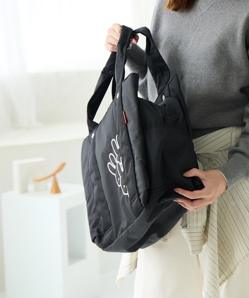 Miffy( ミッフィー)の「miffy ミッフィー トートバッグ ボストンバッグ レディース 大容量 ナイロン かくれんぼミッフィー キャリオン対応 62017(トートバッグ・レディース・ブラック/カーキ/ブラウン/ベージュ/ピンク・FREE)」の14枚目の写真