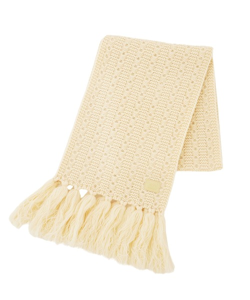 X-girl（エックスガール）の「FRINGE KNIT SCARF（マフラー・レディース・ブラック/オフホワイト・ONE SIZE）」の13枚目の写真