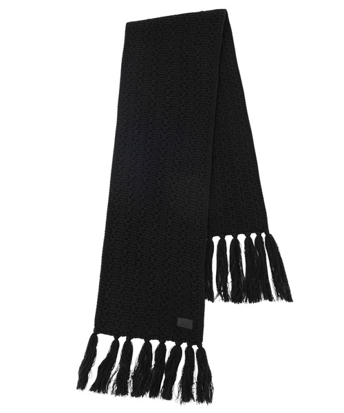 X-girl（エックスガール）の「FRINGE KNIT SCARF（マフラー・レディース・ブラック/オフホワイト・ONE SIZE）」の14枚目の写真