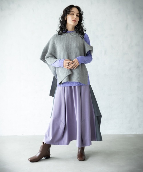 OSMOSIS(オズモーシス)の「マルチWAYポンチョ(ニット/セーター・レディース・ブラック/グレー/アイボリー・ONE SIZE)」の8枚目の写真