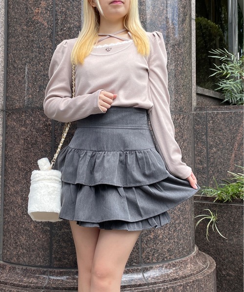 TORTE(トルテ)の「チョーカー付きレイヤード風ローズトップス(Tシャツ/カットソー・レディース・ブラック/ブラウン/ホワイト/ピンク・FREE)」の13枚目の写真