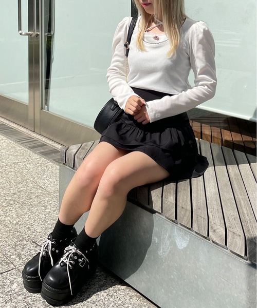 TORTE(トルテ)の「チョーカー付きレイヤード風ローズトップス(Tシャツ/カットソー・レディース・ブラック/ブラウン/ホワイト/ピンク・FREE)」の19枚目の写真