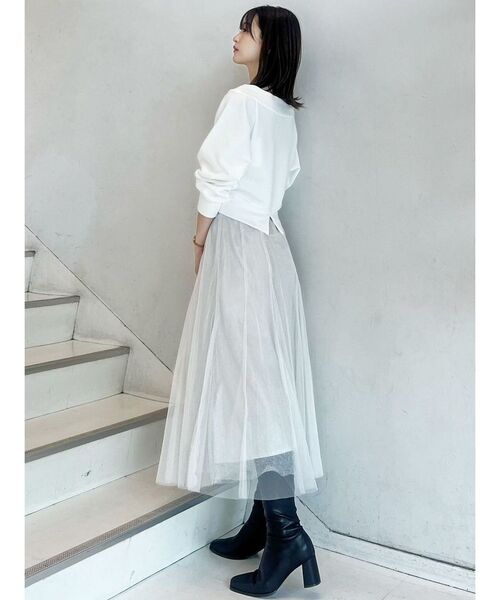 MERCURYDUO（マーキュリーデュオ）の「裏毛ツイードワッペンプルオーバー（スウェット・レディース・オフホワイト/グレー・FREE）」の6枚目の写真