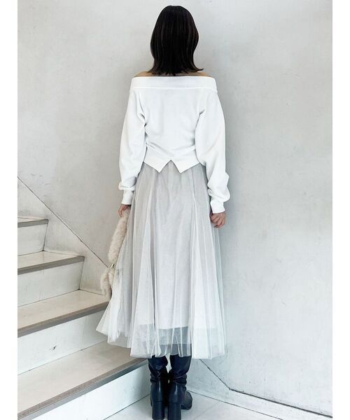 MERCURYDUO（マーキュリーデュオ）の「裏毛ツイードワッペンプルオーバー（スウェット・レディース・オフホワイト/グレー・FREE）」の7枚目の写真