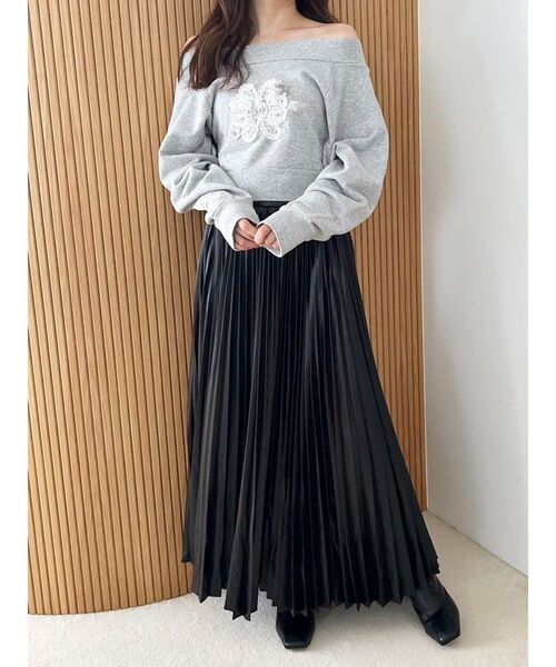 MERCURYDUO（マーキュリーデュオ）の「裏毛ツイードワッペンプルオーバー（スウェット・レディース・オフホワイト/グレー・FREE）」の8枚目の写真