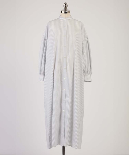 1chaku.（イッチャク）の「ボリューム袖ストライプシャツワンピース（ワンピース・レディース・ライトグレー・マルチサイズ）」の2枚目の写真