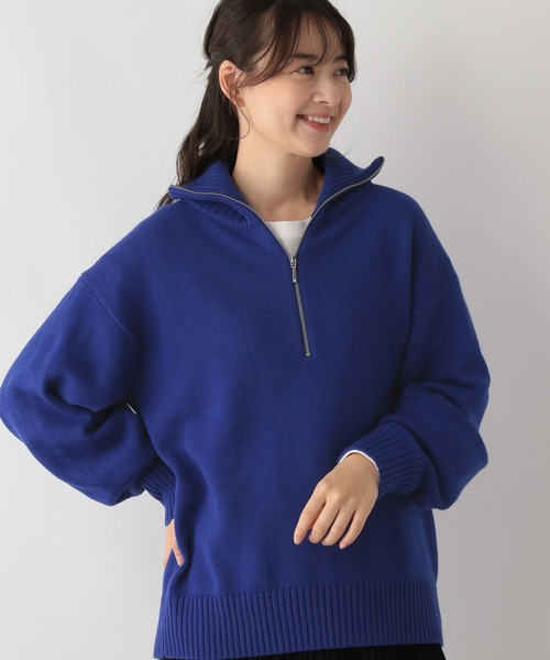 GLOBAL WORK Smile Seed Store（グローバルワーク スマイルシードストア）の「お手入れラクラクハーフジッププルオーバー/116057（ニット/セーター・レディース・アイボリー/ブルー系その他6/ブラック/グレー・X-LARGE/SMALL/MEDIUM/LARGE）」の4枚目の写真