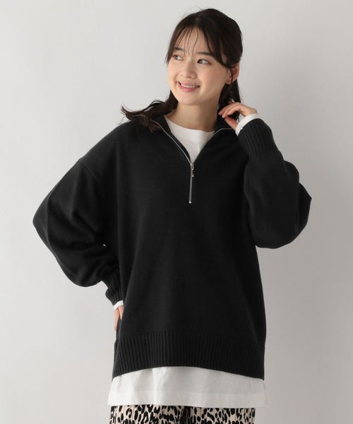 GLOBAL WORK Smile Seed Store（グローバルワーク スマイルシードストア）の「お手入れラクラクハーフジッププルオーバー/116057（ニット/セーター・レディース・アイボリー/ブルー系その他6/ブラック/グレー・X-LARGE/SMALL/MEDIUM/LARGE）」の2枚目の写真