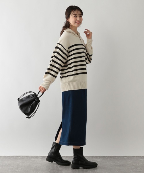 GLOBAL WORK Smile Seed Store（グローバルワーク スマイルシードストア）の「お手入れラクラクハーフジッププルオーバー/116057（ニット/セーター・レディース・アイボリー/ブルー系その他6/ブラック/グレー・X-LARGE/SMALL/MEDIUM/LARGE）」の7枚目の写真