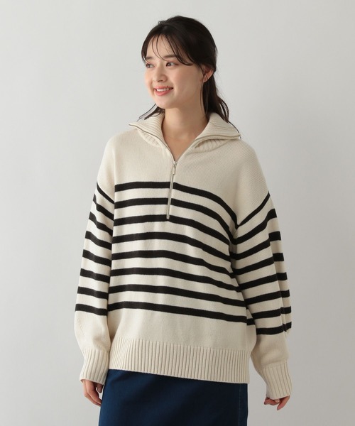 GLOBAL WORK Smile Seed Store（グローバルワーク スマイルシードストア）の「お手入れラクラクハーフジッププルオーバー/116057（ニット/セーター・レディース・アイボリー/ブルー系その他6/ブラック/グレー・X-LARGE/SMALL/MEDIUM/LARGE）」の8枚目の写真