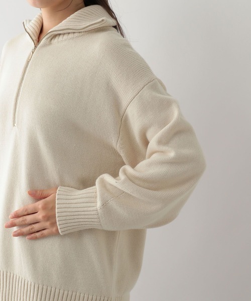 GLOBAL WORK Smile Seed Store（グローバルワーク スマイルシードストア）の「お手入れラクラクハーフジッププルオーバー/116057（ニット/セーター・レディース・アイボリー/ブルー系その他6/ブラック/グレー・X-LARGE/SMALL/MEDIUM/LARGE）」の20枚目の写真