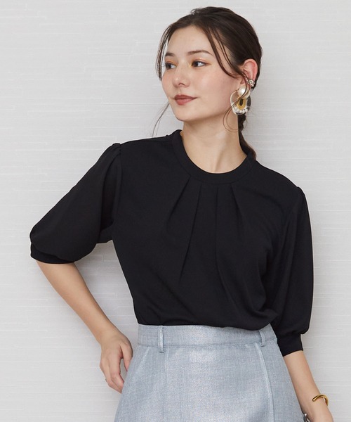 JETSET SOLO PLUS (ジェットセットソロプラス)の「【JETSET SOLO PLUS】強撚スムースシアー5分袖カットソー(Tシャツ/カットソー・レディース・ミント/ブラック・FREE)」の9枚目の写真
