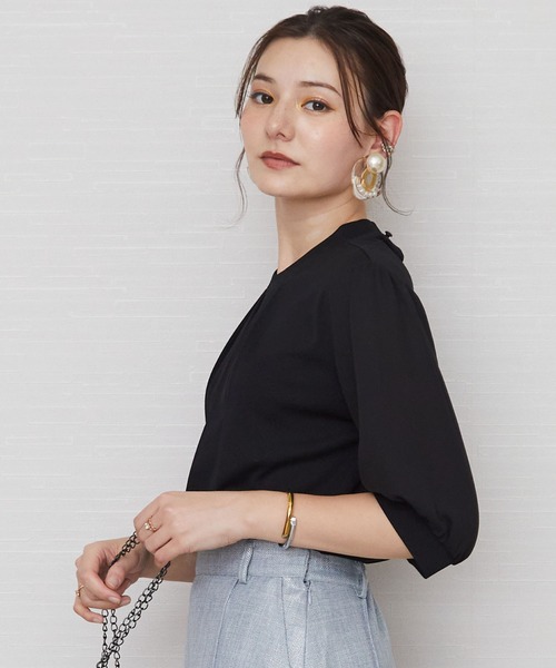 JETSET SOLO PLUS (ジェットセットソロプラス)の「【JETSET SOLO PLUS】強撚スムースシアー5分袖カットソー(Tシャツ/カットソー・レディース・ミント/ブラック・FREE)」の10枚目の写真