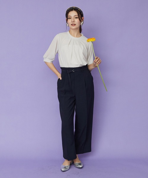 JETSET SOLO PLUS (ジェットセットソロプラス)の「【JETSET SOLO PLUS】強撚スムースシアー5分袖カットソー(Tシャツ/カットソー・レディース・ミント/ブラック・FREE)」の12枚目の写真
