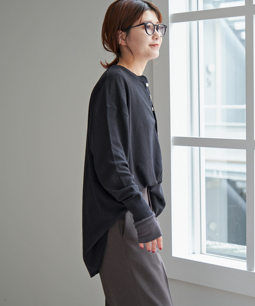 Spick & Span（スピックアンドスパン）の「《追加》HANES / ヘインズ Thermal Henly Neck HW4-A502（Tシャツ/カットソー・レディース・ブラック/アイボリー/チャコールグレー・FREE）」の19枚目の写真