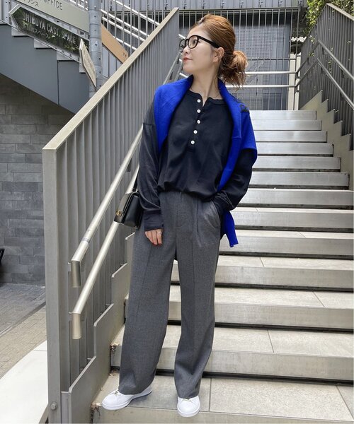 Spick & Span（スピックアンドスパン）の「《追加》HANES / ヘインズ Thermal Henly Neck HW4-A502（Tシャツ/カットソー・レディース・ブラック/アイボリー/チャコールグレー・FREE）」の22枚目の写真